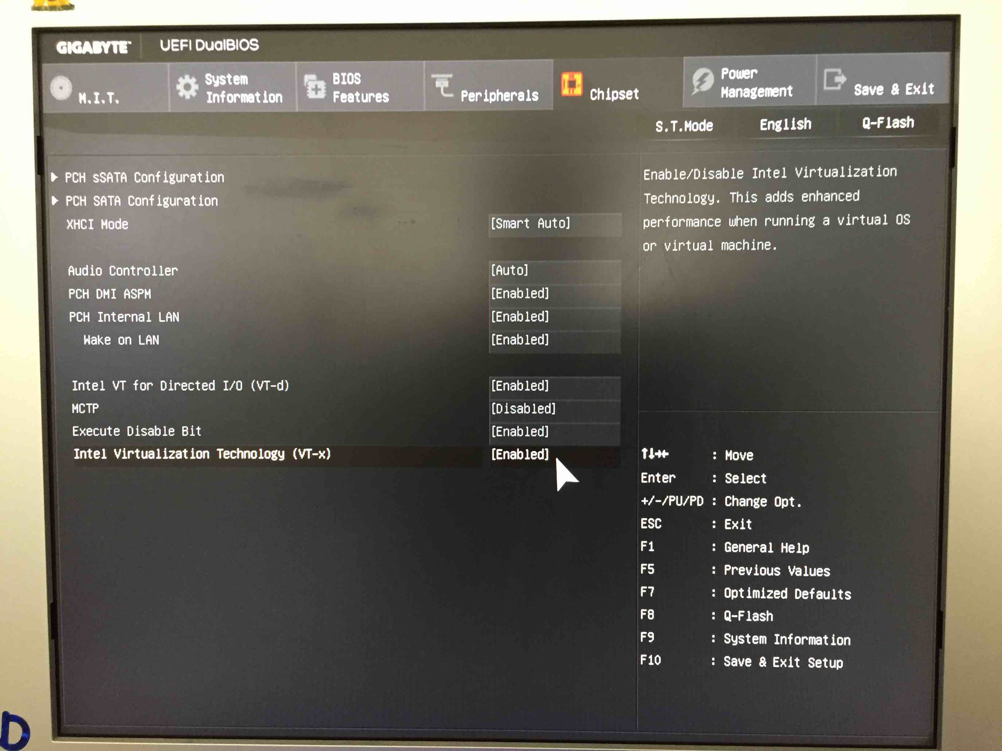 a screen shot of the virtualization settings in my computer's BIOS
